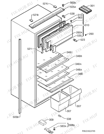 Взрыв-схема холодильника Arthurmartinelux ARN22820 - Схема узла Housing 001
